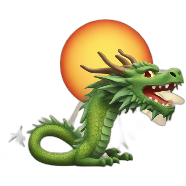 dragon with japanese sun emoji