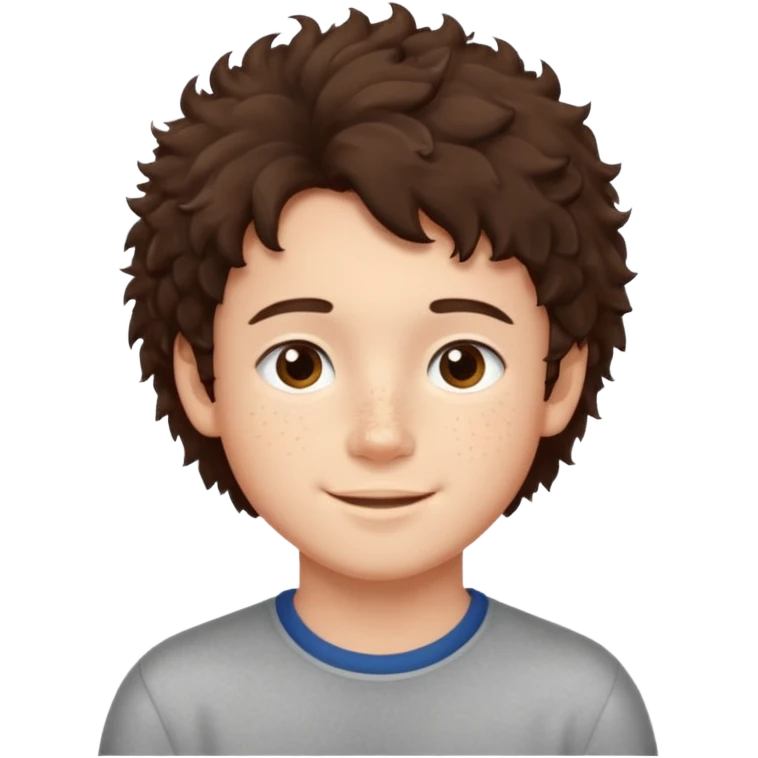 cute brunnete boy with fluffy hair light skin and freckles emoji