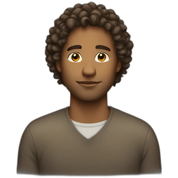 Brown man with long curly hair emoji