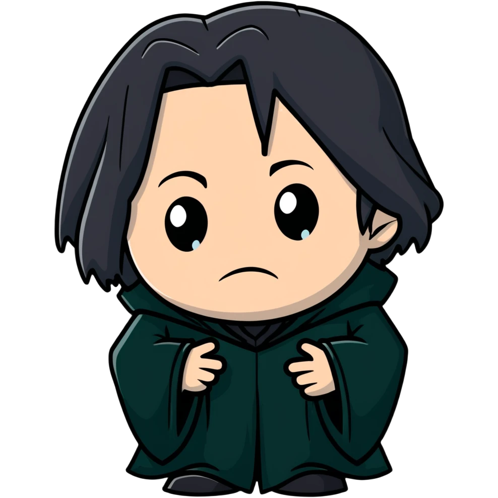 crying Snape with black robes looking depressed emoji