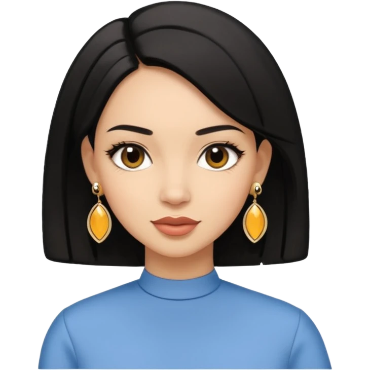 kardashaian sister with bob black hairstyle and big designed earrings emoji