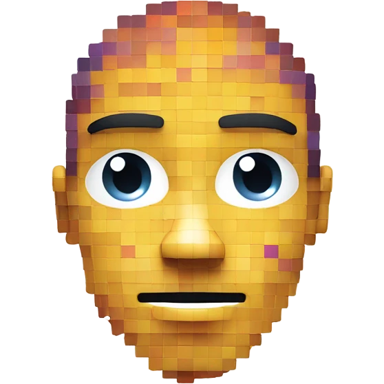 y2k user interface artificial inteligent with a face generated by pixels emoji