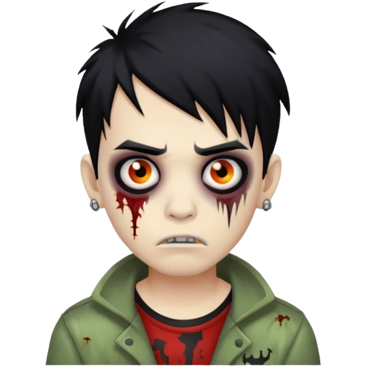 boy zombie with black hair emo and piercing on eyebrow  emoji