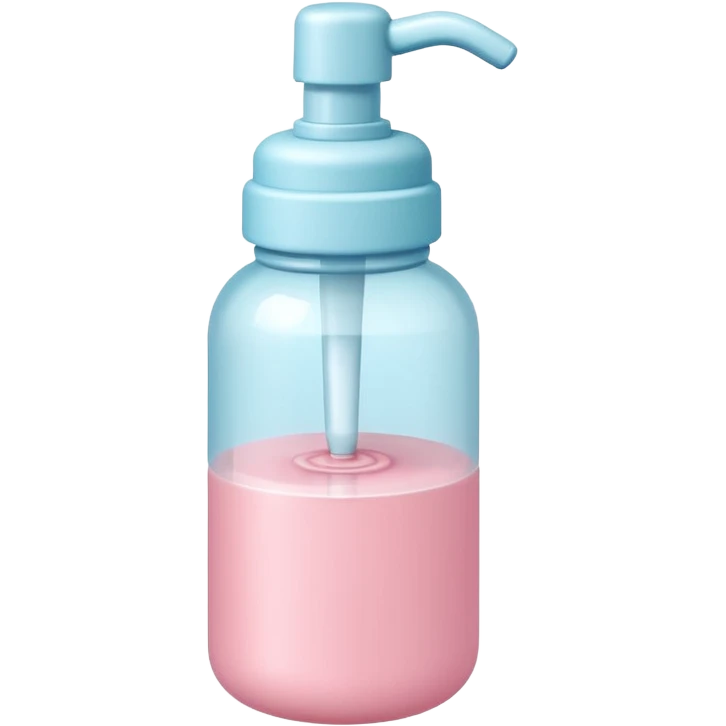 cute toy foam pump bottle object icon, pastel colors, rounded plastic bottle, thick foam on top, 3D cartoon, mobile game icon style, clean background, no text, no watermark emoji