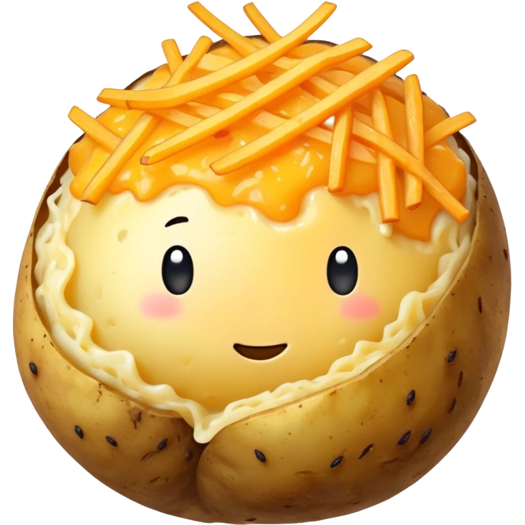 golden roasted potato with grated cheese and black pepper emoji