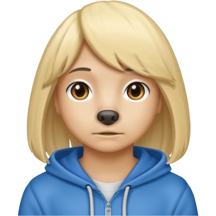 Dog wearing hoodie and wig emoji