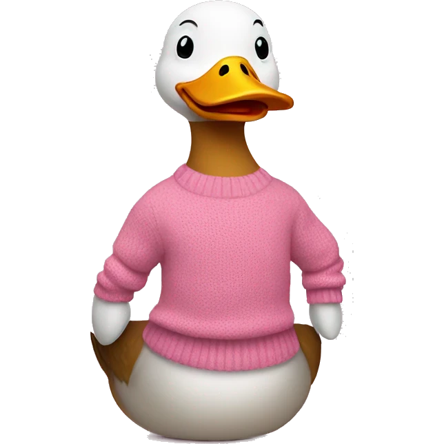 Duck is sitting wearing pink sweater emoji