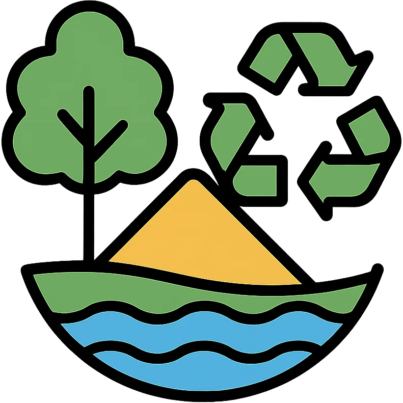 Natural landscape with tree, water, and recycling symbol - representing Environnement emoji
