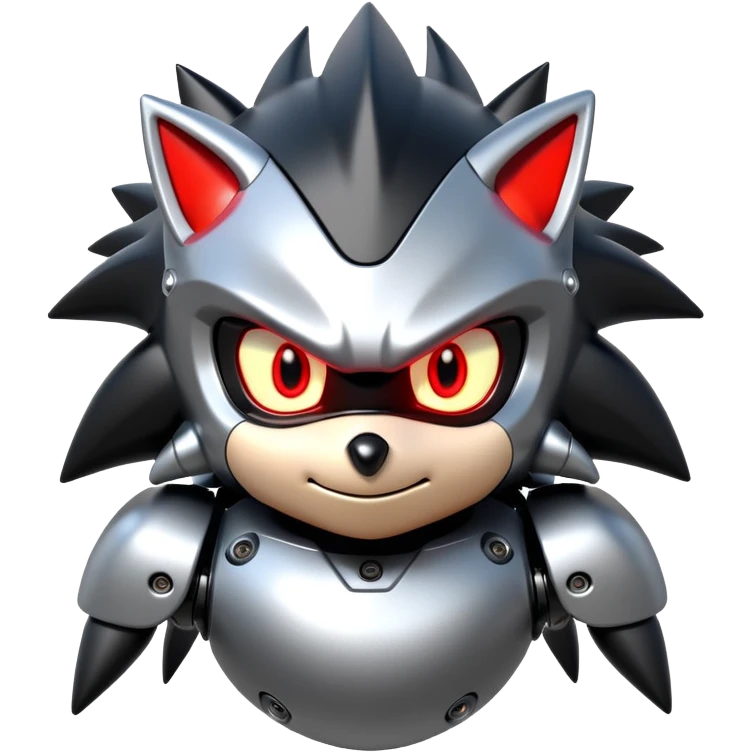 Robotic black Shadow the Hedgehog with metallic body, glowing red eyes, and mechanical quills emoji