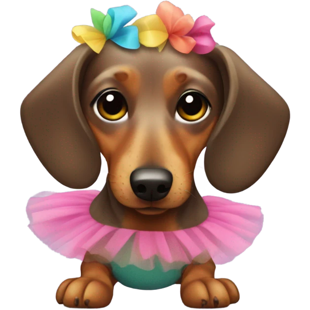 Dachshund wearing a tutu￼ emoji