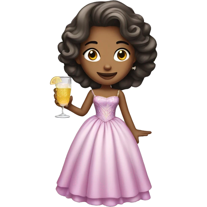 Princess with beautiful dresses and gin glass  emoji
