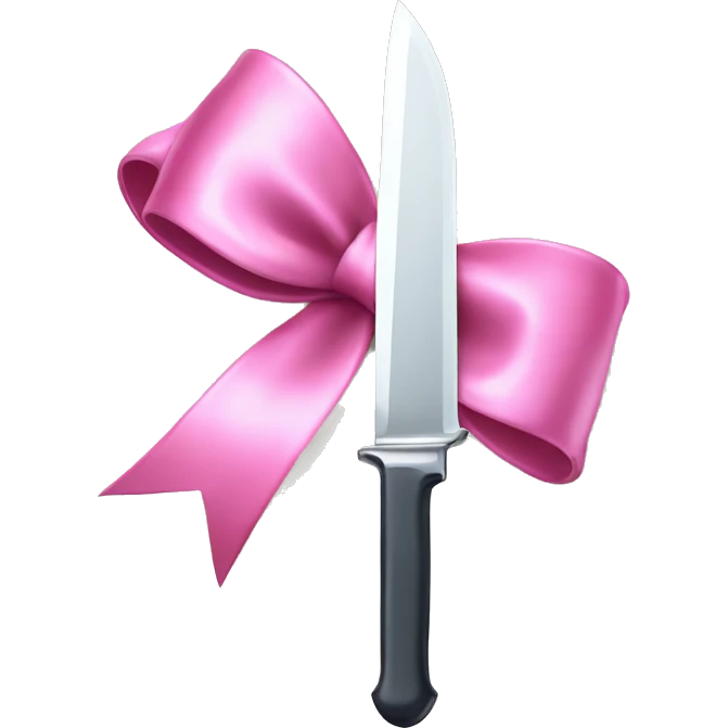 silver knife with a pink bow emoji