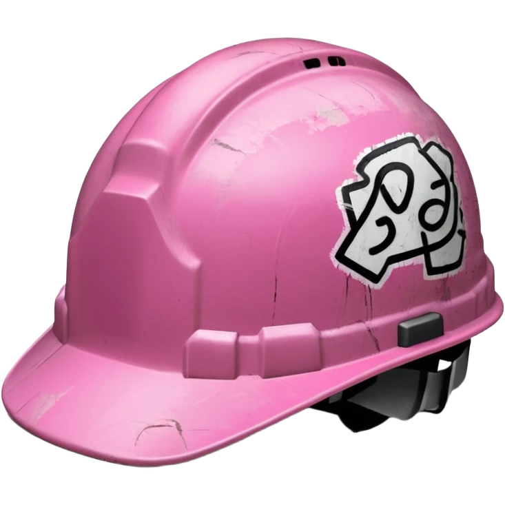 pink hard hat with graffity "PLAVLEYS" emoji