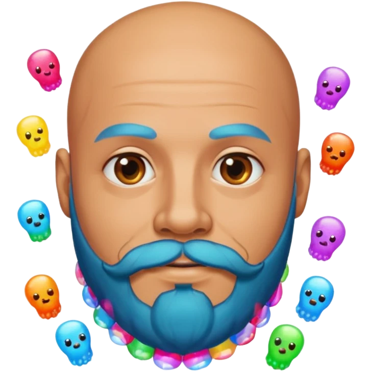 bald guy with beard made out of jellies emoji