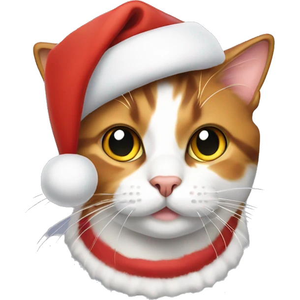 Calico cat wearing Christmas hat emoji