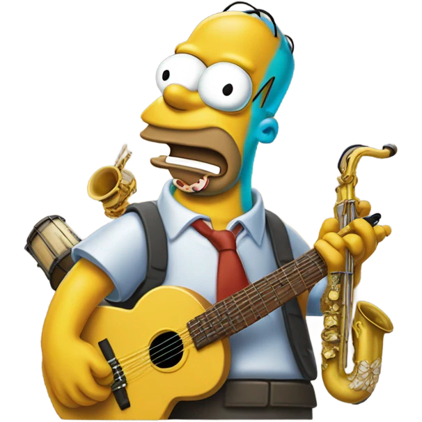 Homer Simpson with a monkey playing instruments inside his brain emoji