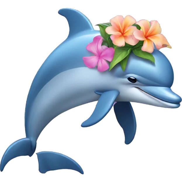 dolphin wearing flower emoji