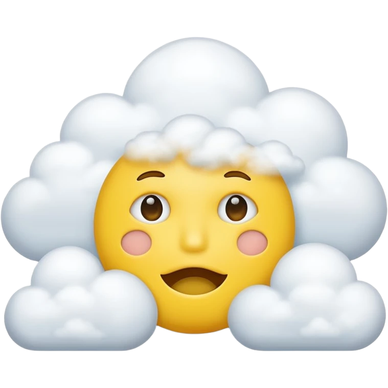 Yellow circle face covered in clouds cover a mouth add clouds on face cover clouds on mouth emoji