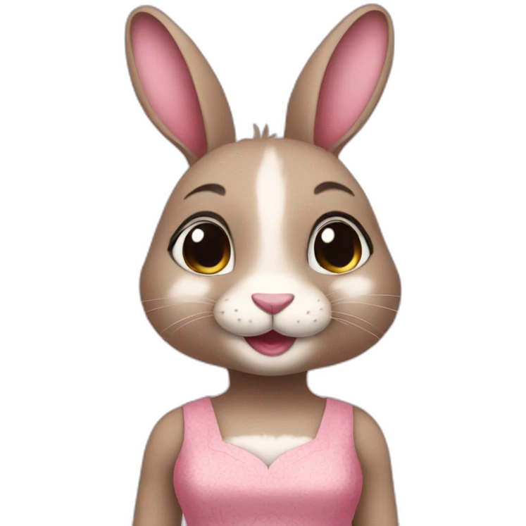 anthro rabbit in a pink dress emoji