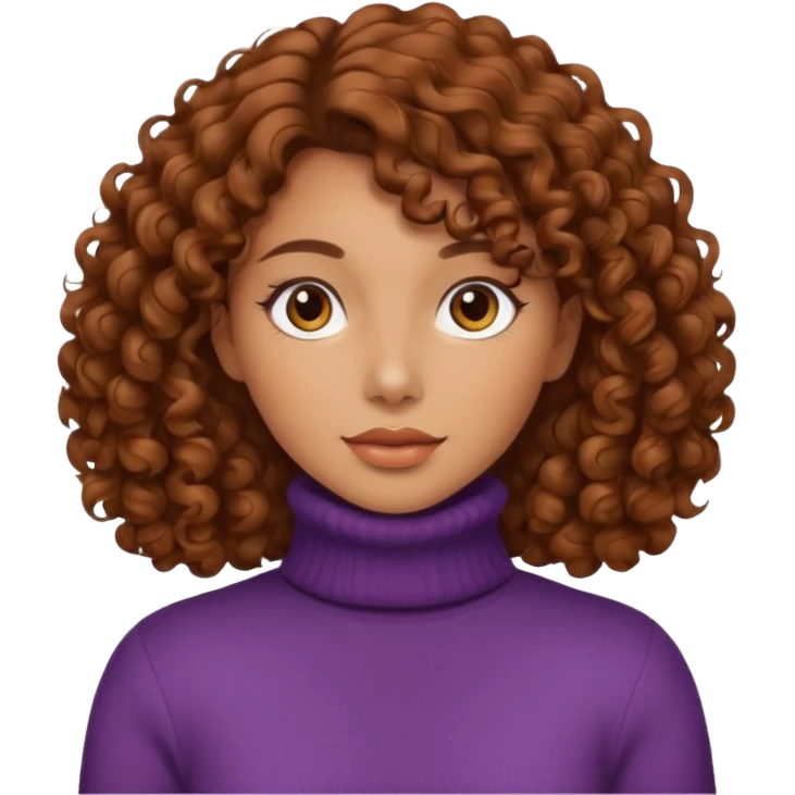 Lady with brown curly hair wearing a Turtleneck sweater emoji