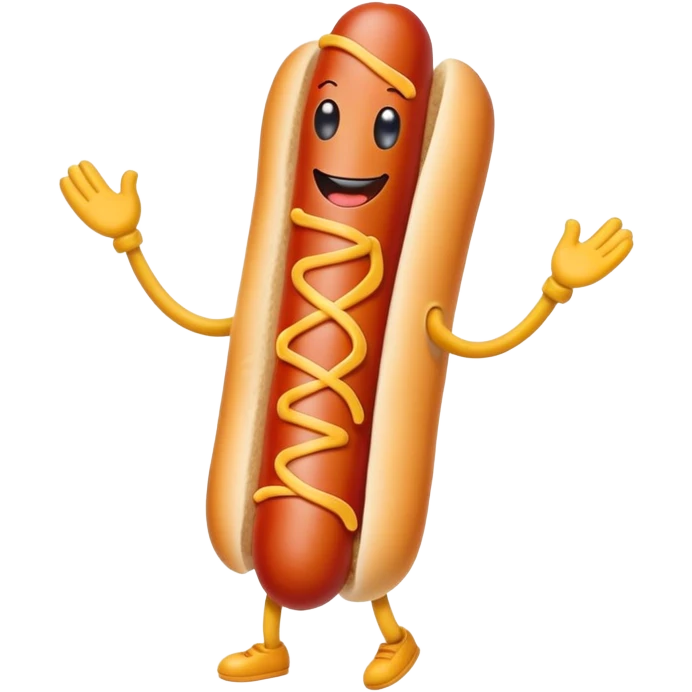 Smiling hotdog with arms and legs  emoji