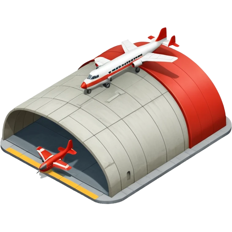 USSR military airplane rounded roof hangar isometry view emoji