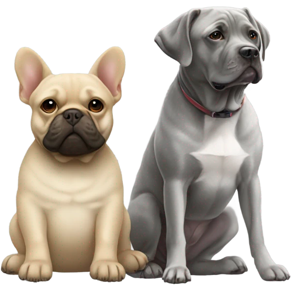 Grey labrador with French bull dog emoji