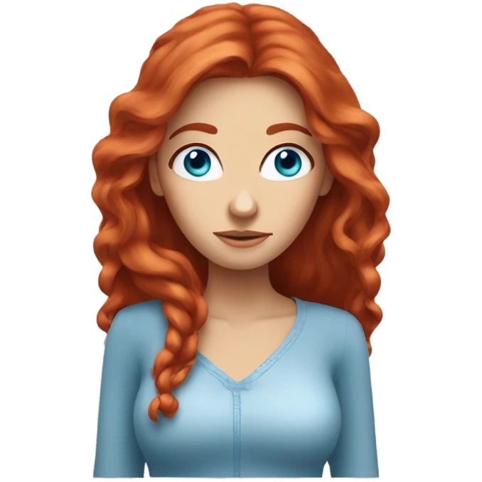 red headed woman with super long hair and blue eyes face palming  emoji