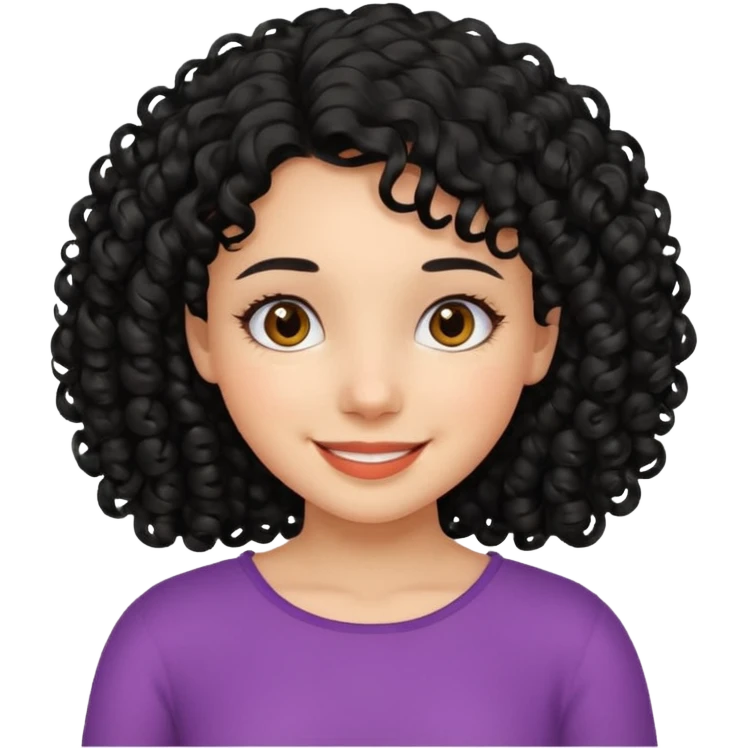 Menina de cabelo cacheado preto e abaixo do ombro  emoji