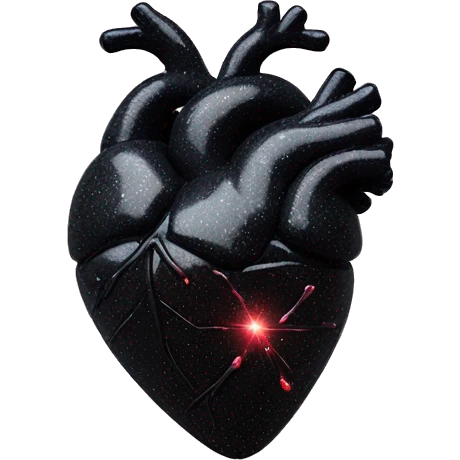 Black glittery anatomical heart emoji