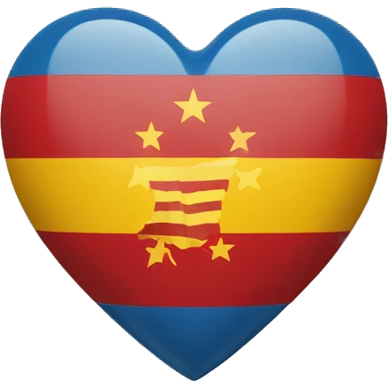 Un corazón con la bandera de catalunya dentro emoji