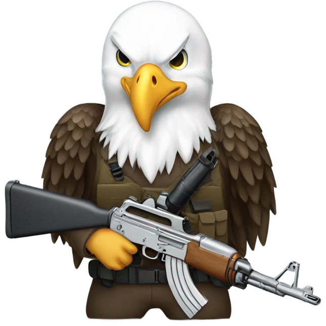 Bald eagle holding ak47 with talons emoji