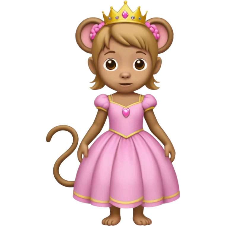 a monkey with braces, whereing a pricess dress, and pigtails emoji
