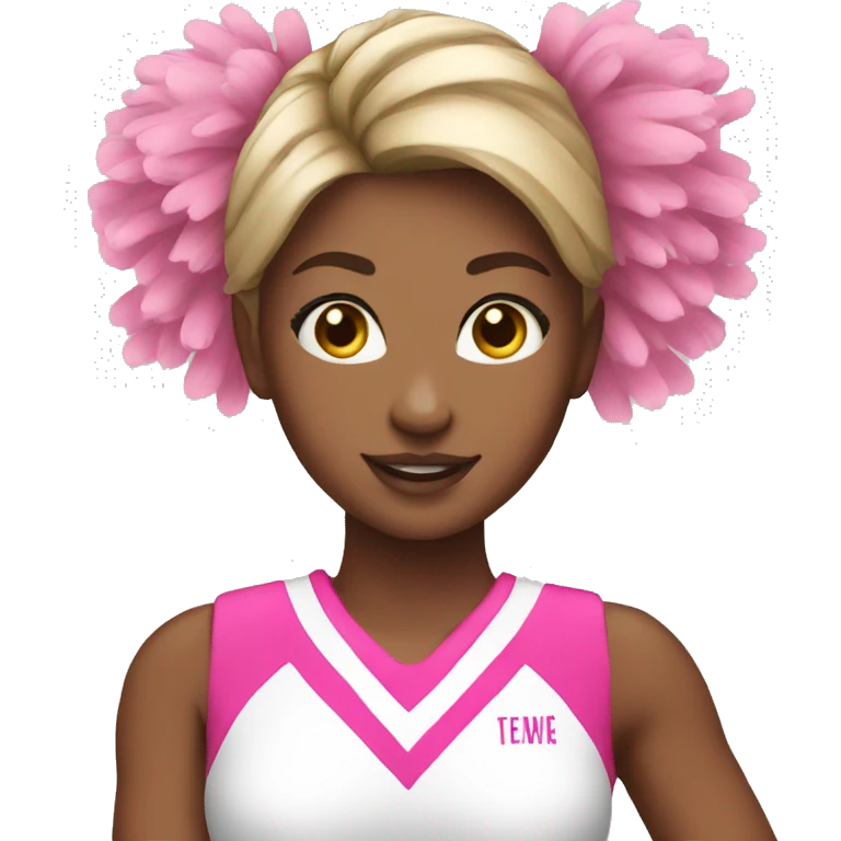 a cheerleader girl with pink pom poms emoji