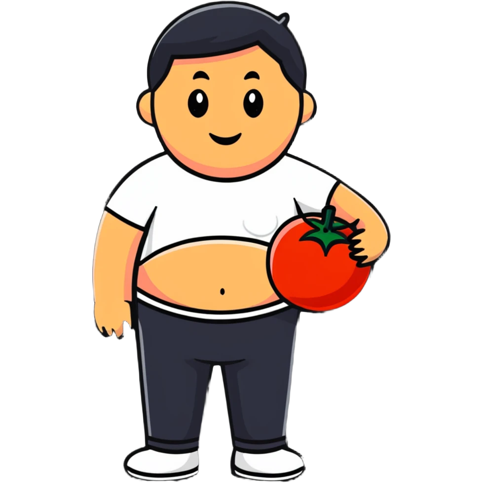 man with a tomato for a belly emoji