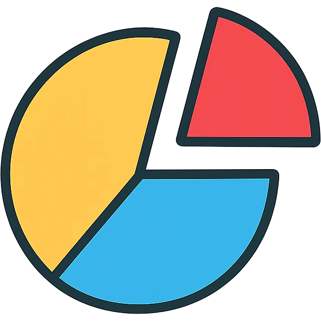 pie chart with a slice separated, flat design emoji
