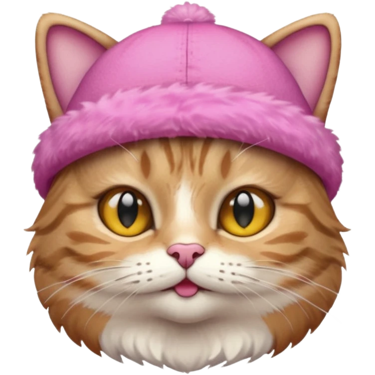 un gato con sombrero rosado emoji