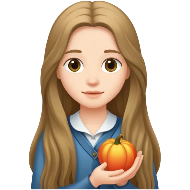 A long-haired girl holding Bellington emoji