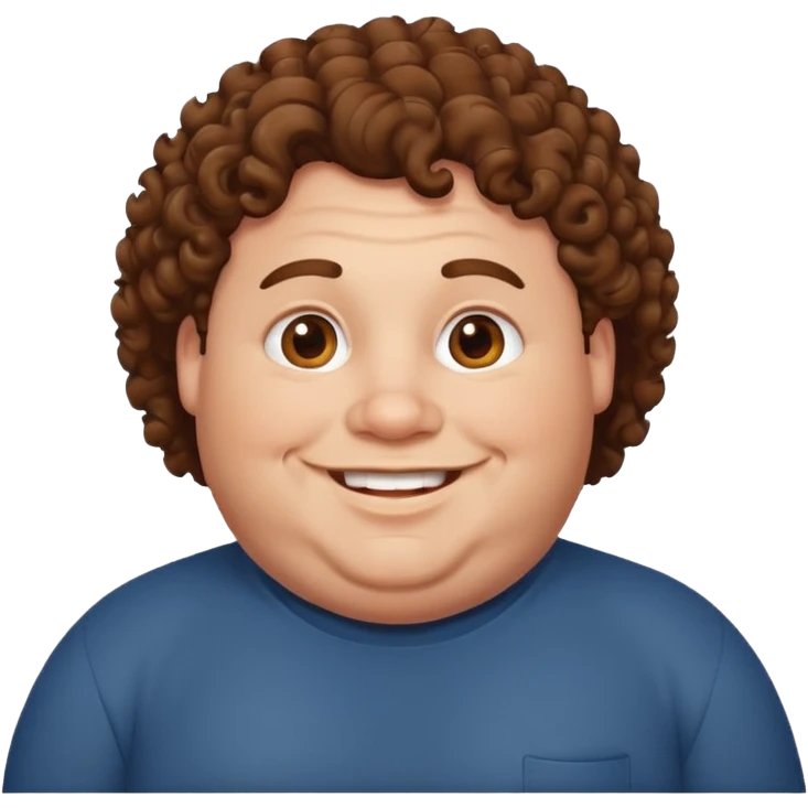 Fat man with brown curly hair  emoji