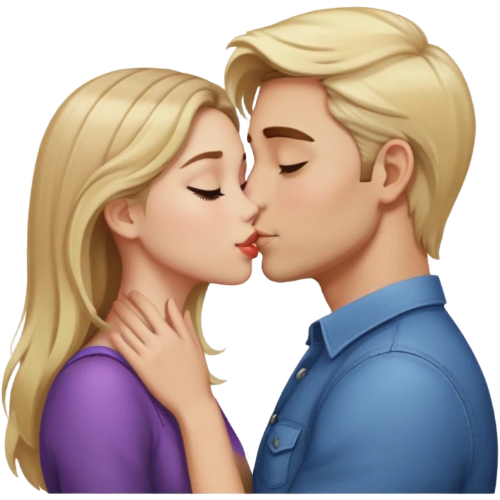Guy with light Blonde hair kissing a Girl with Brown hair emoji