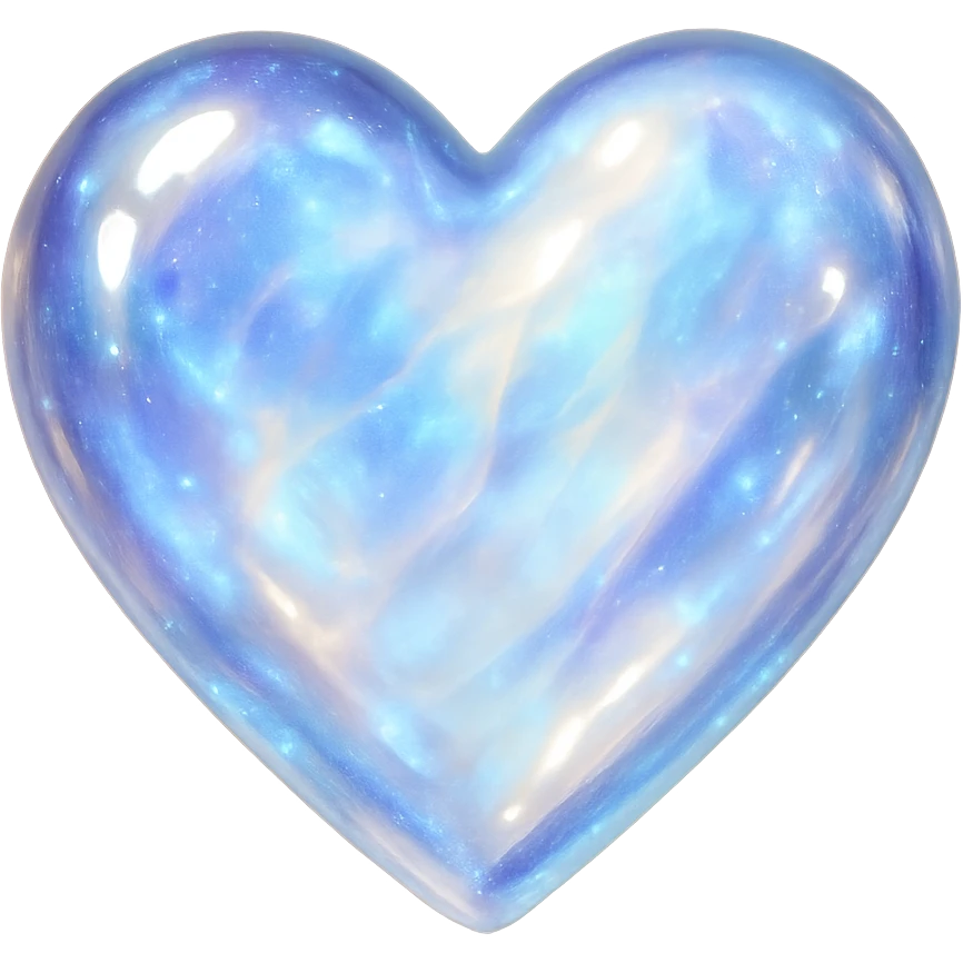 heart with a shimmering moonstone finish emoji