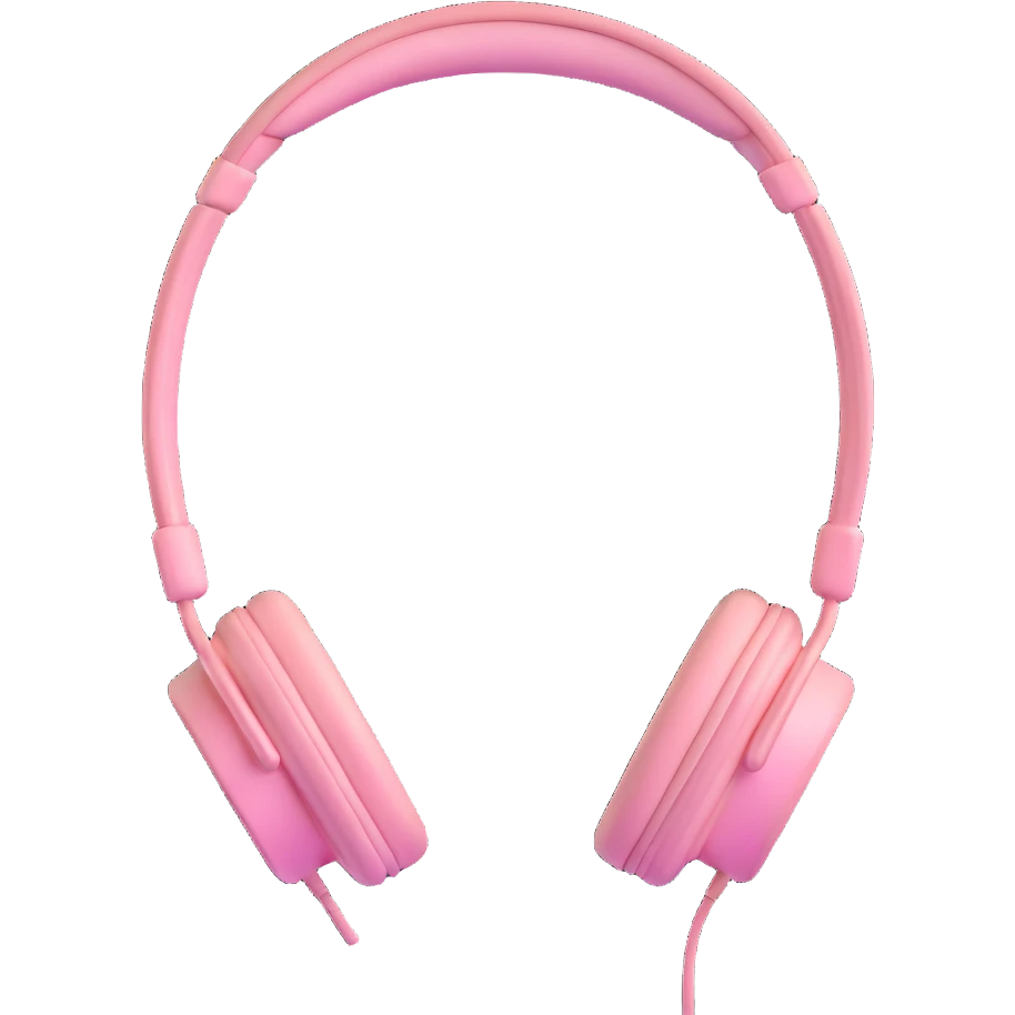 soft pink headphones, shiny and smooth curves emoji