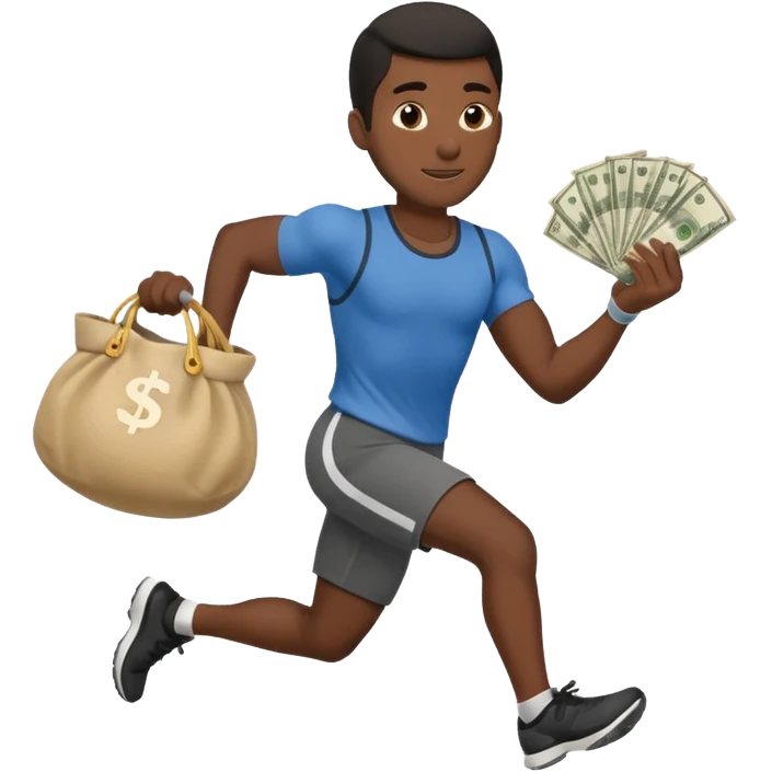 Black Man running with moneybag 💰 emoji