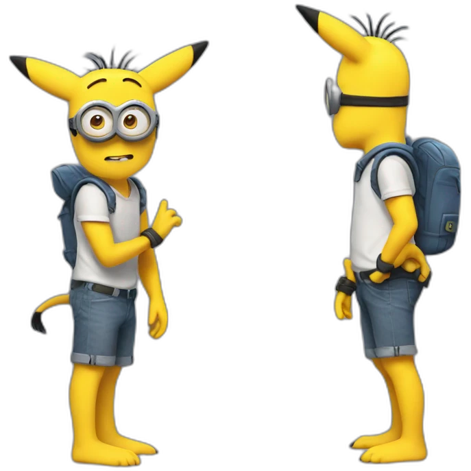 Minion with Pikachu ears and tail emoji