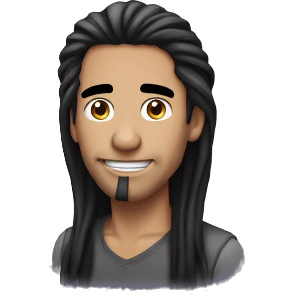 Man with long black hair and a nose ring playing on iPhone emoji