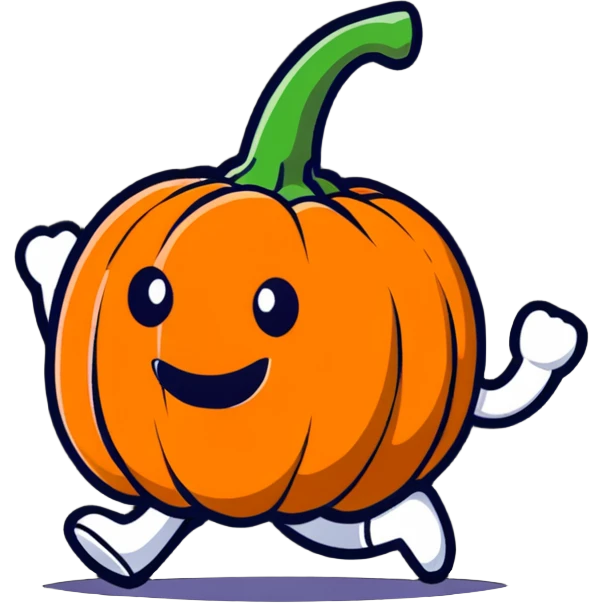 A pumpkin walking in the city emoji