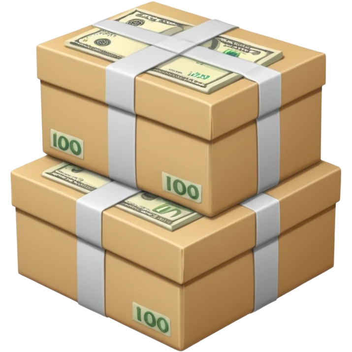 create a realistic emoji showing money on llogistic boxes emoji