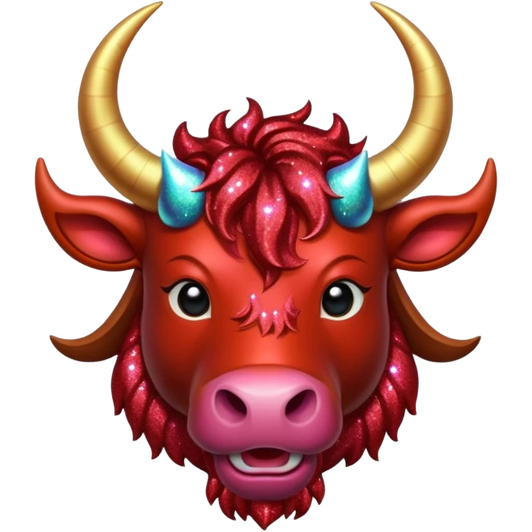 red glitter horned ox emoji