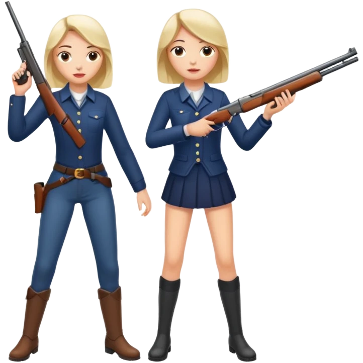 A girl shooting a man’s leg with a shotgun emoji