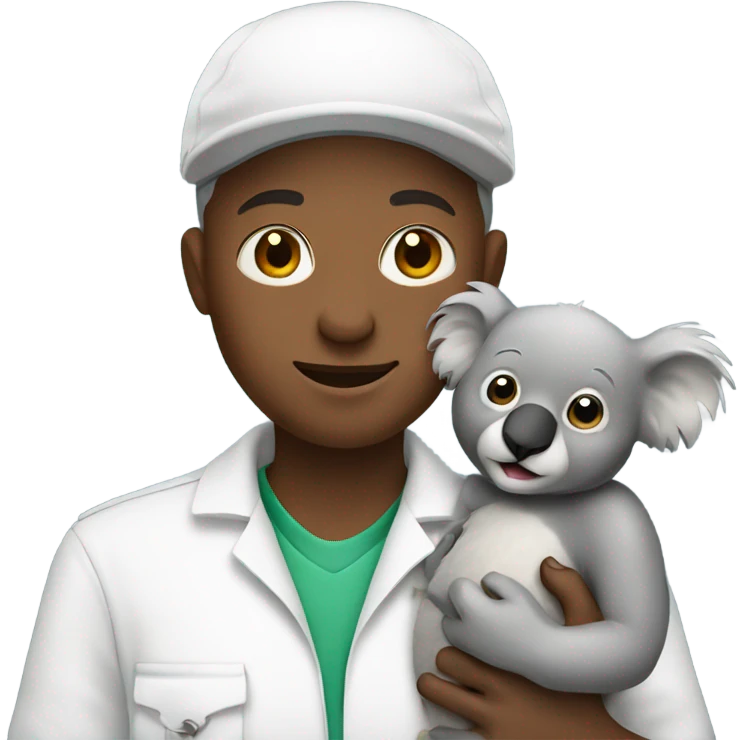 White zookeeper holding koala emoji